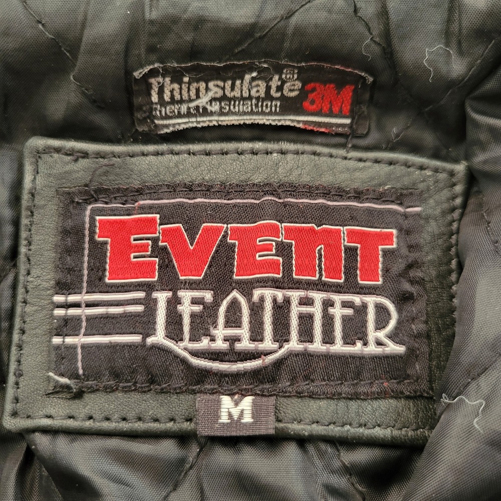 Event Leather Motorcycle Jacket M Black Thinsulate Lined Biker Bomber Gorpcore - Picture 3 of 11